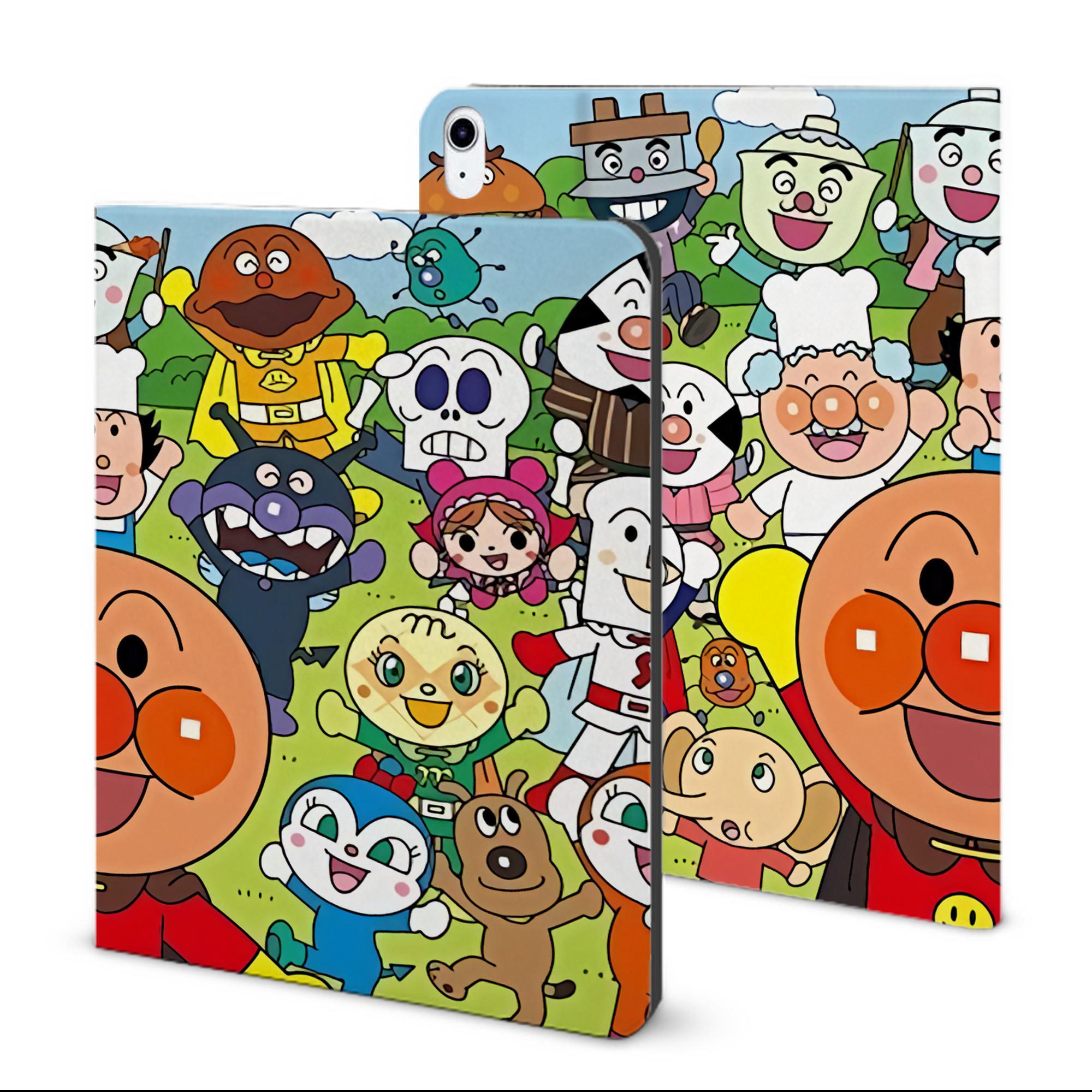 （画像用） アンパンマン Anpanman IPad ケース ブック型 PUレザー TPU 耐衝撃 軽量 薄型 ペン収納なし 全面保護 IPad 各モデル対応